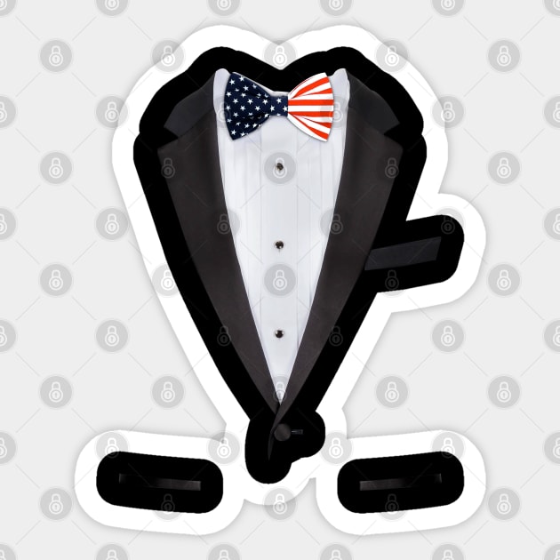 American Flag Bow Tie Funny Tuxedo T shirt Tuxedo Sticker